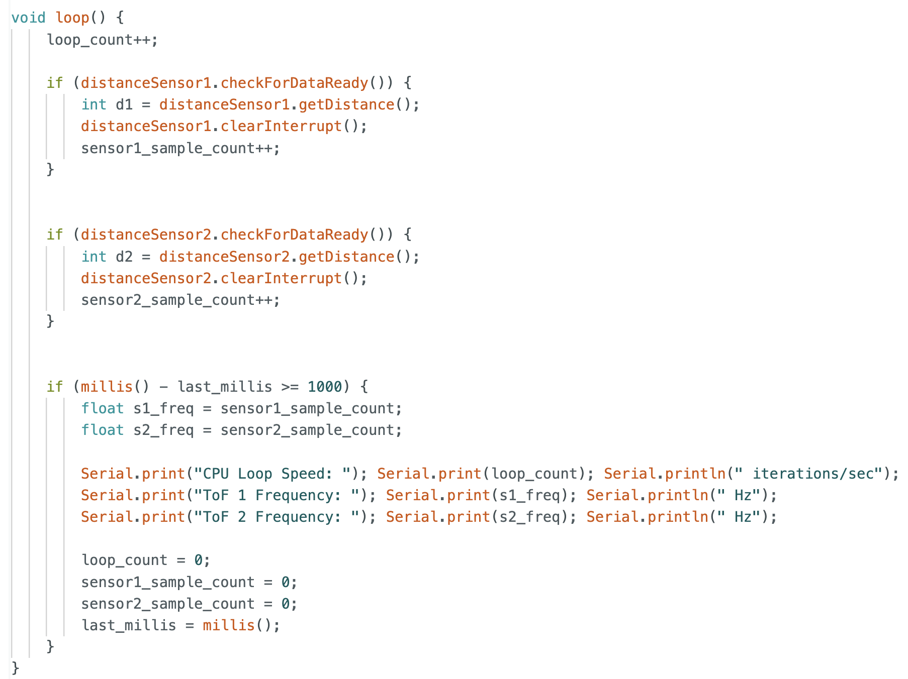 ToF Sensor Speed Code