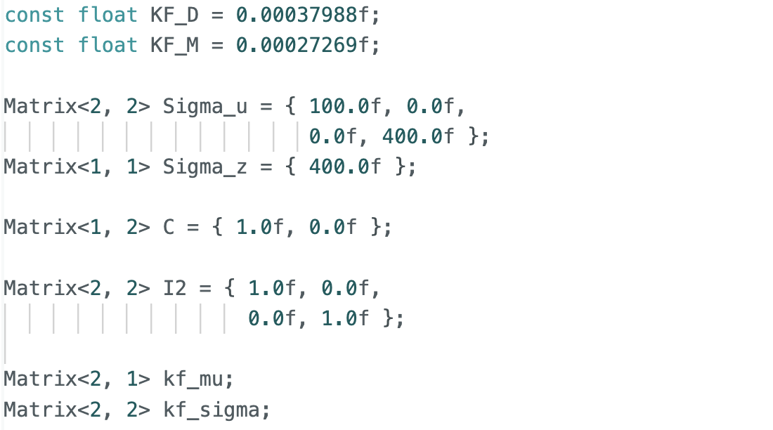 Kalman Filter Arduino Code